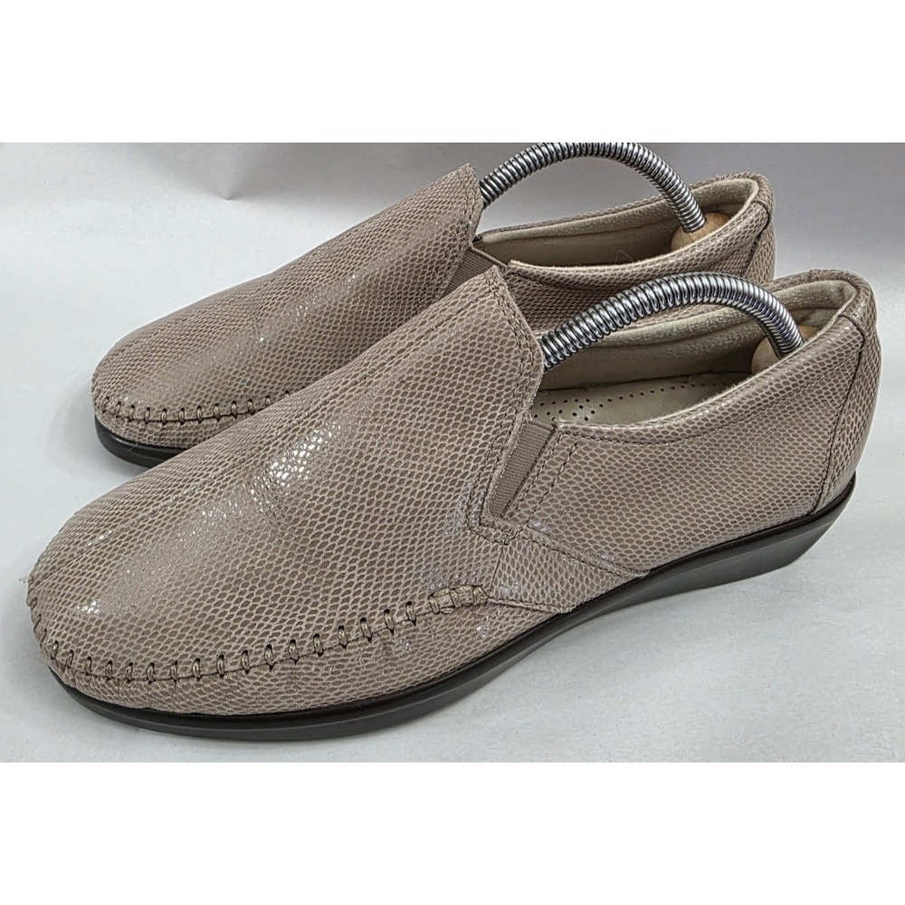 SAS (Sz 8 W) Dream Mushroom Snake Leather Slip-On Loafer Shoe Women's Wide
